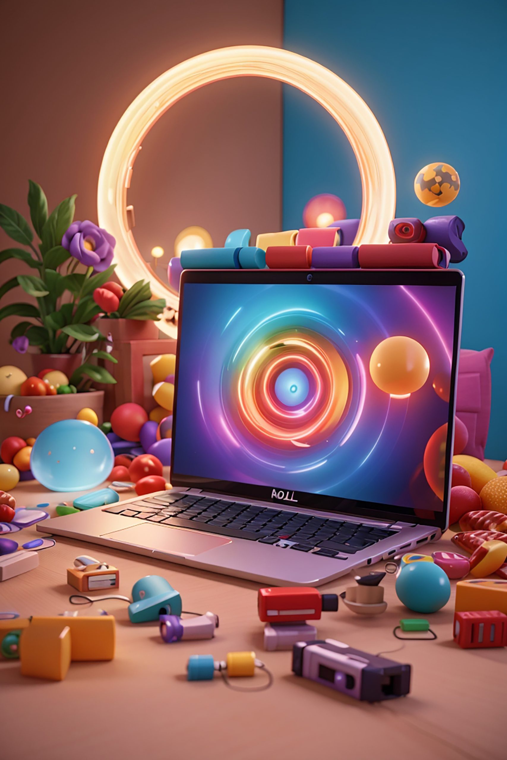 3d marketing using a laptop