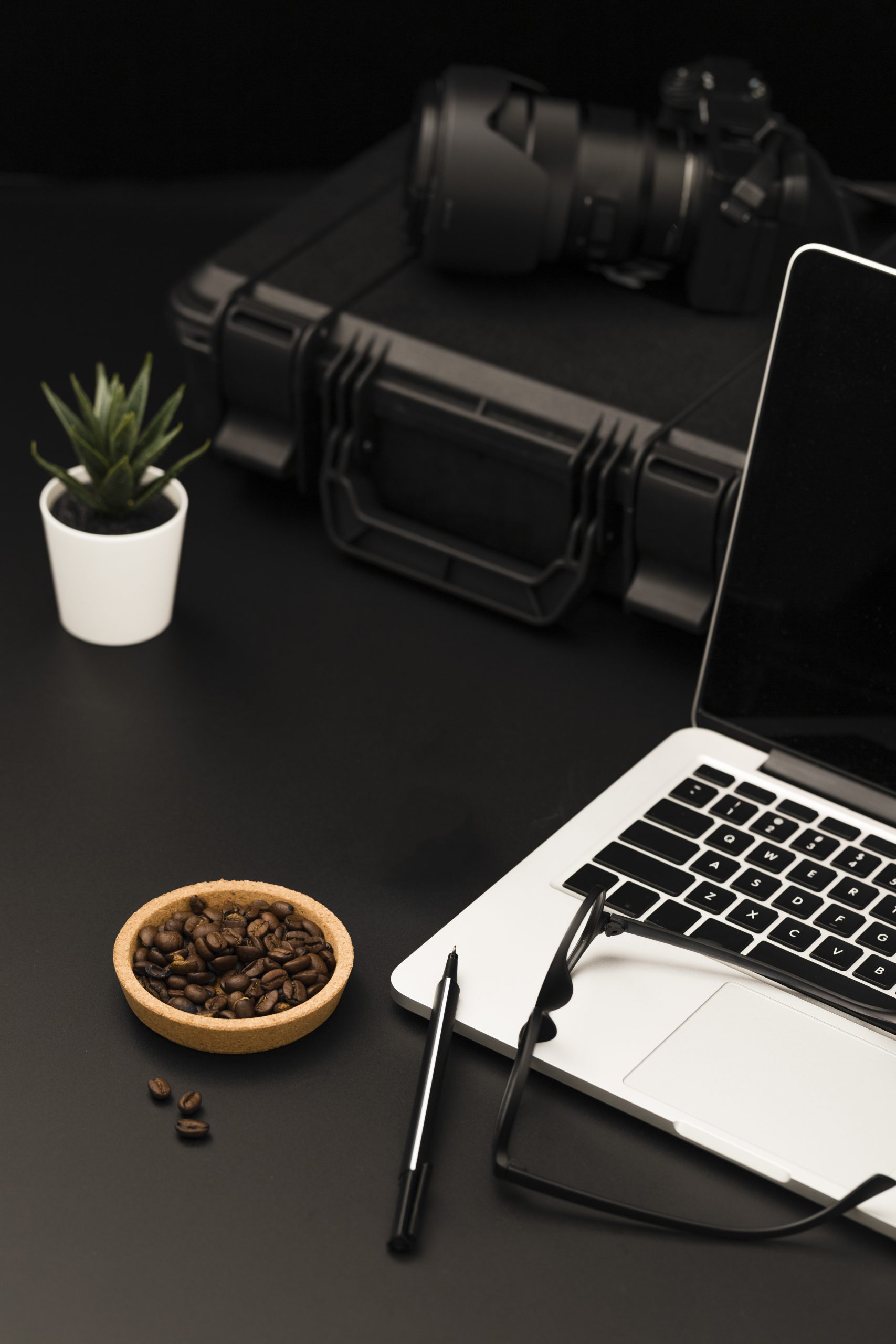 high-angle-desktop-with-laptop-camera